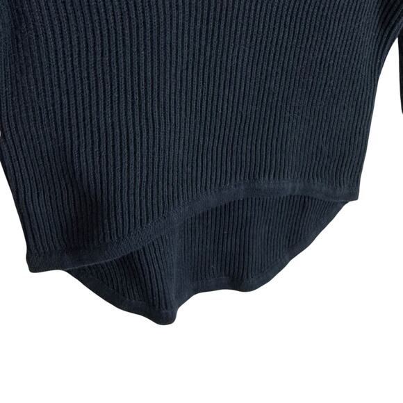 CAbi #3525 Prep Black Cropped Ribbed Knit Cuffed Long Sleeve Cotton Sweater XS - Picture 6 of 9